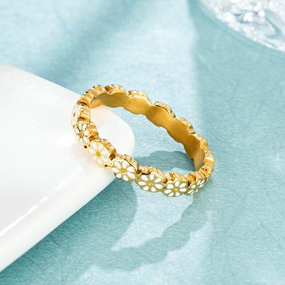 Nische Einfacher Öl-Tropfen Schmuck Retro Leichter Luxus Personalisierter Ins-Stil Ring Damen Gänseblümchen Ring