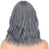 XINRAN Parrucche Sintetiche Grigio Blu Ondulate Medie con Frangia Partizione Centrale Frangia Bob Parrucca Cosplay per Donne Fibra Resistente al Calore