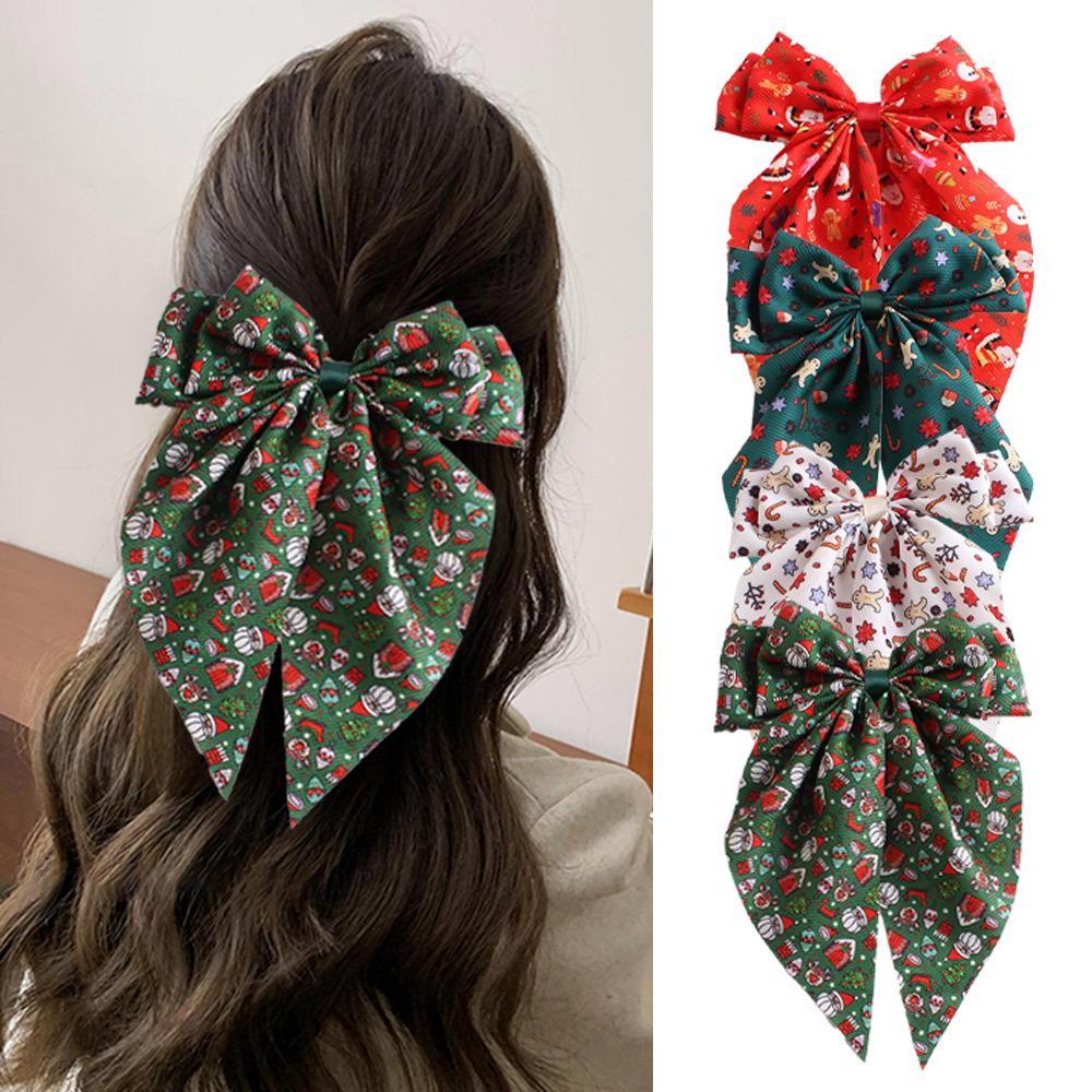New Christmas Ribbon Hair Spring Clip Festive Atmosphere Cute Hair Tie Hair Ring Hair Accessory Hair Clip