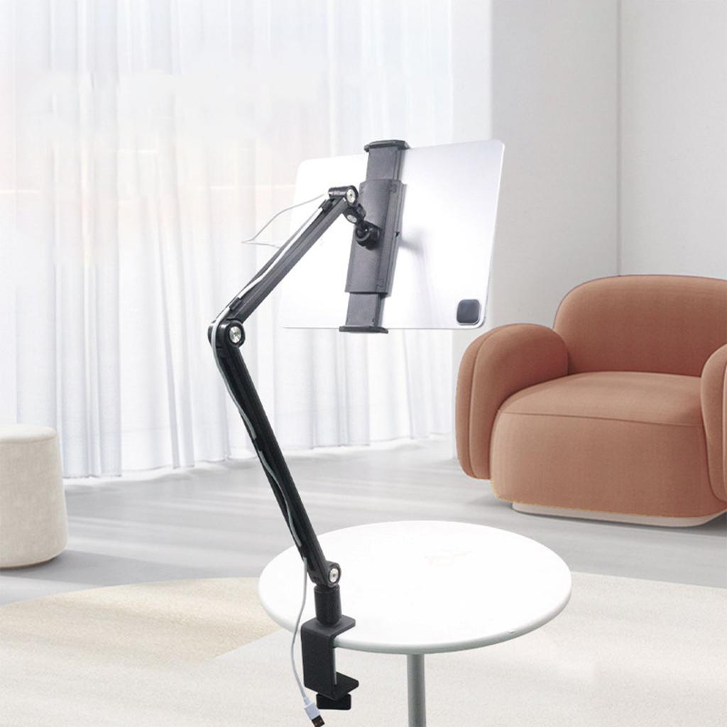 Long Arm Phone Mount Clip Type Tablet Phone Desktop Stand 360 Degree Rotatable Folding Stand