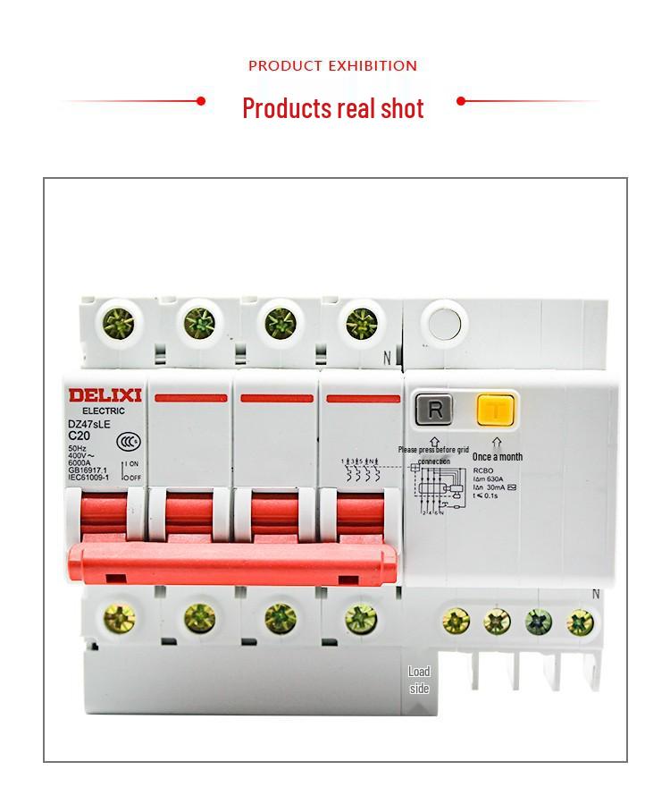 Delixi DZ47SLE Type C 4P 380V Earth Leakage Circuit Breaker with Leakage Protection