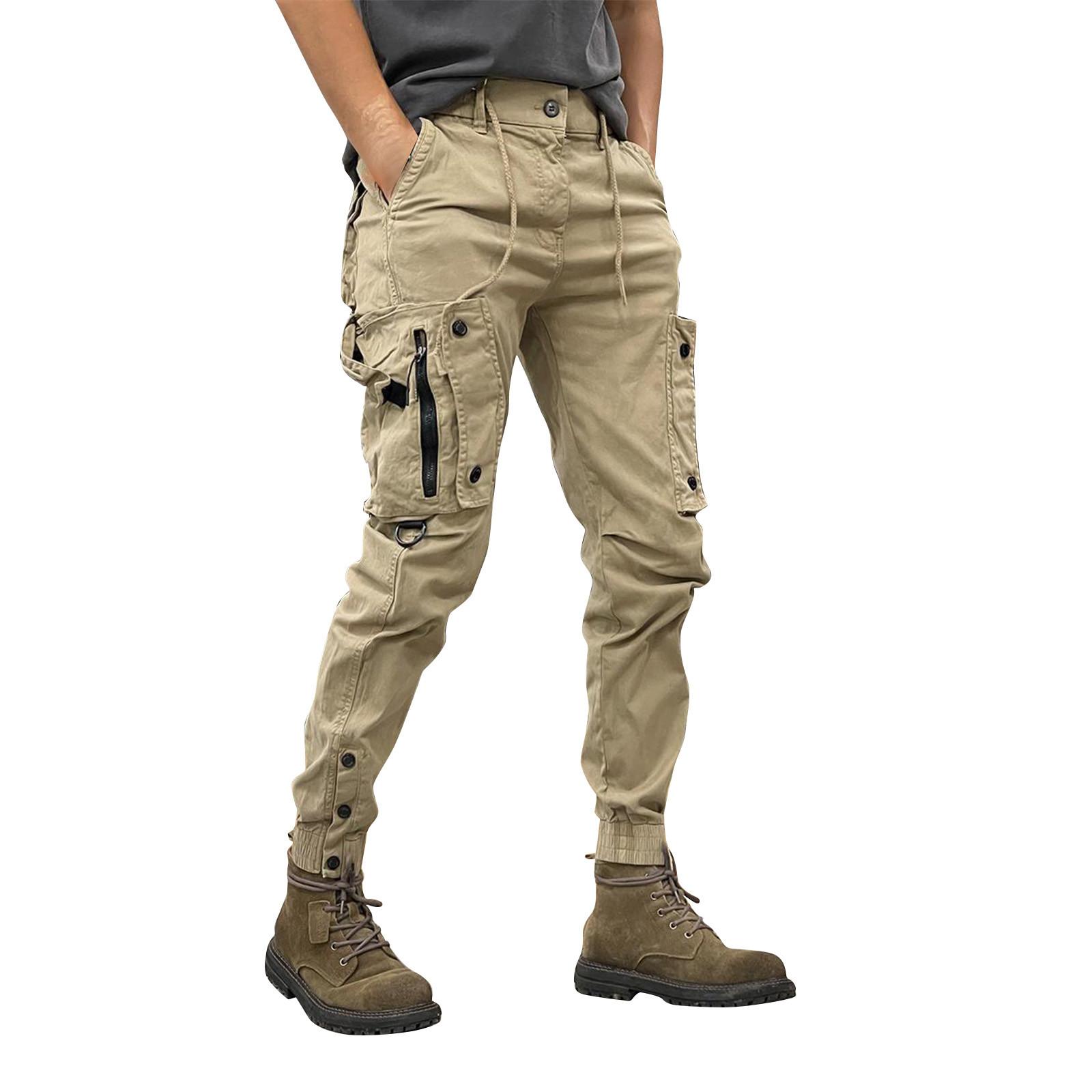 

Men s Solid Color Outdoor Overalls Men s Casual Fashion Cuff Trousers XXXL хаки