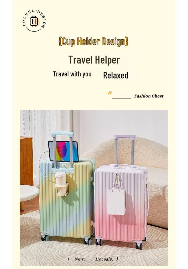 2025 Gradient Color Suitcase: Unisex Travel Trolley with Combination Lock, Available In 20, 24, or 26 Inch Sizes