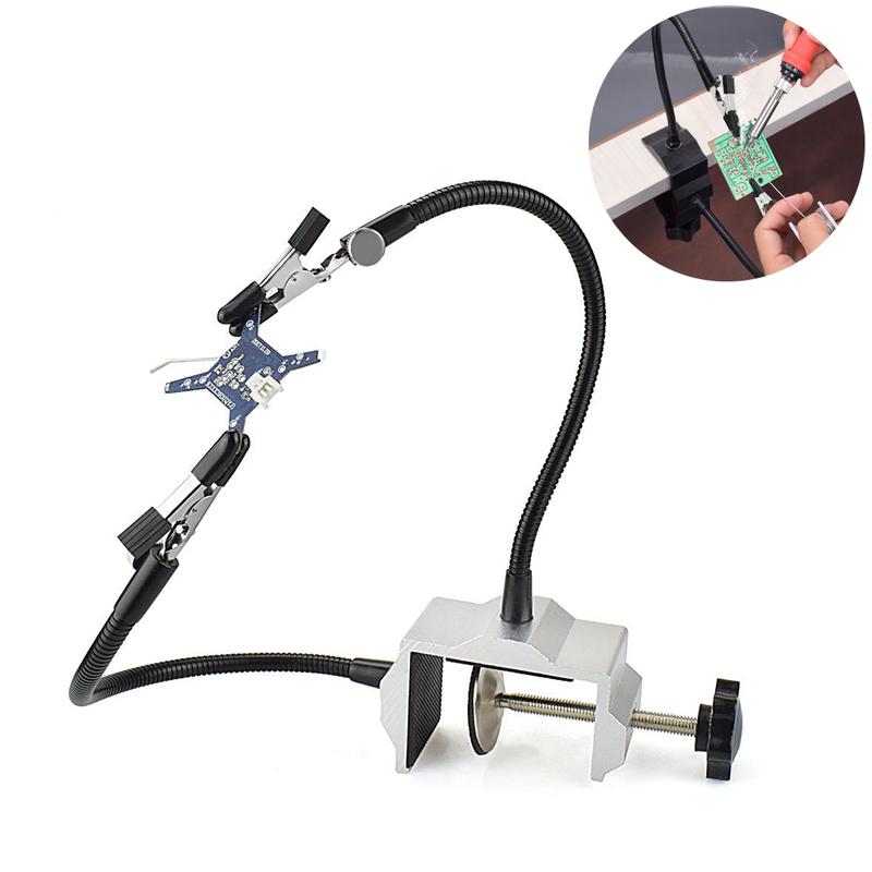 NEWACALOX Table Clamp Soldering Helping Hand Welding PCB Holder Third Hand Tool Soldering Station for SMD Welding Repair Tool