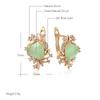 New Trend Crystal Flower Earrings For Women  Rose Gold Color Green Natural Zircon Drop Earrings Fine Daily Jewelry