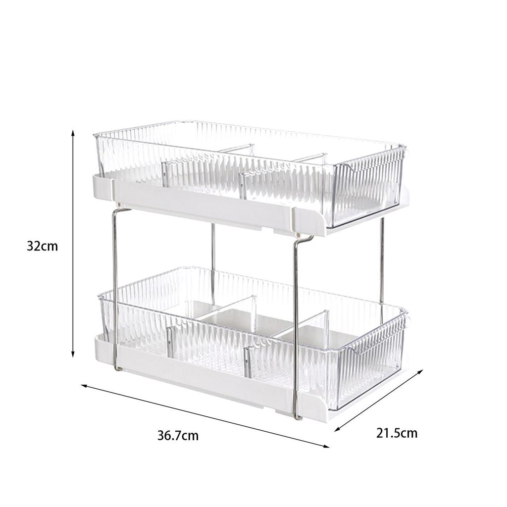 2 Layers Desktop Organizer Cosmetic Holder Stainless Steel Frame Rustproof Modern Multifunctional