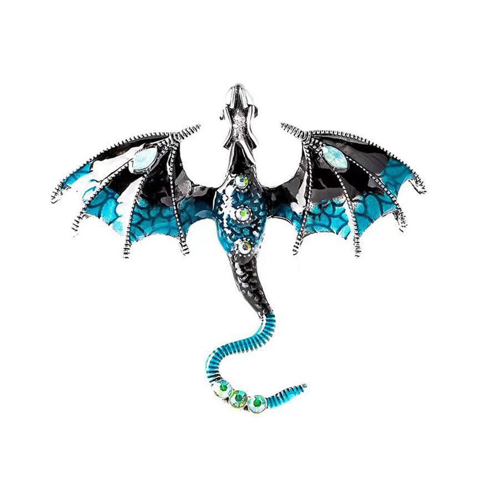 Ретро Мультяшная Брошь Летающий Дракон Аксессуары для Костюма Пальто Брошь со Стразами Аксессуары для Пары Подарки небесно-голубой