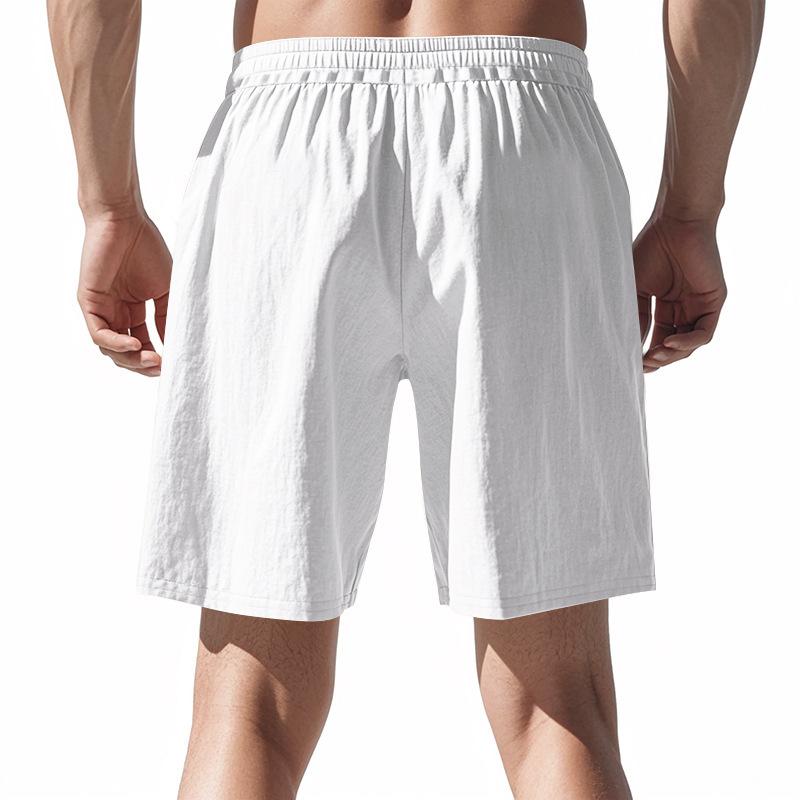 Men's Relaxed-Fit Linen Beach Casual Washed Button-Fly Athletic Shorts