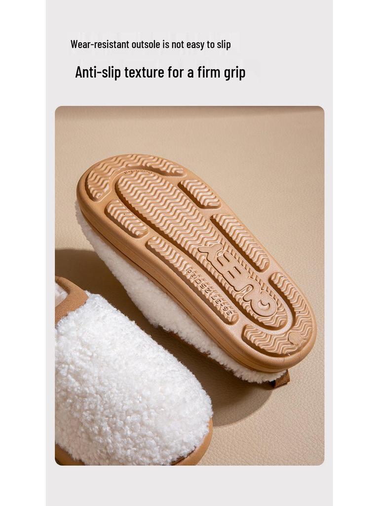 Women's & Men's Antibacterial Plush Cotton Slippers - Non-slip, Warm, Deodorant Indoor Footwear for Autumn/Winter 2025