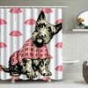 Vibrant Umbrella Print Dog Shower Curtain Perfect for Bathroom Decorations Red Plaid Shirt Cute Scottish Terrier Home Decoration
