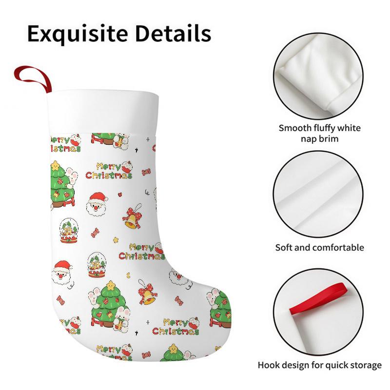 Christmas decoration fireplace hanging stocking Christmas Stockings 1pc 45.72 cm, Christmas Tree Rabbit Snow Globe Print