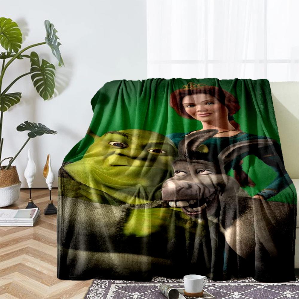 Shrek Theme Printed Blanket - Perfect for Couch, Bed, Travel & Outdoor Use | Machine Washable, Cozy & Durable.