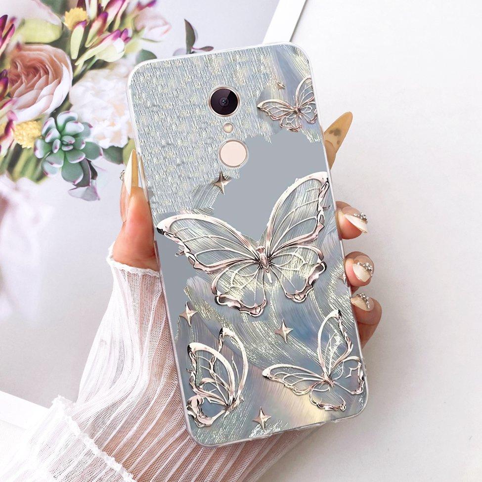 For Redmi 5 Case Cover Transparent Cute Cat Fashion Butterfly Funny Painted Casing MDG1 MDI1
