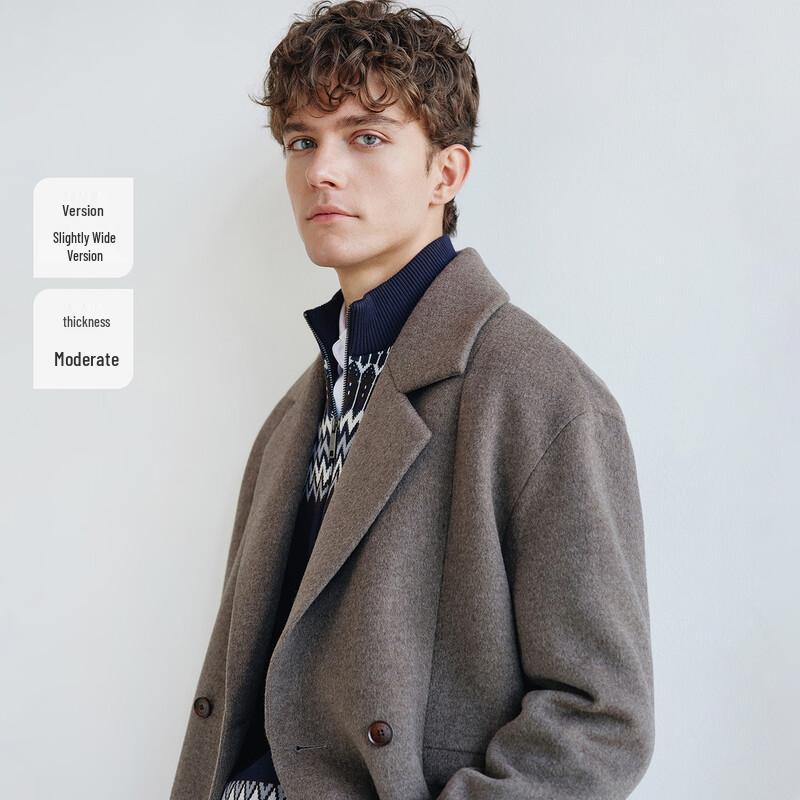 Navigare Men's 100% Wool Mid-Length Overcoat