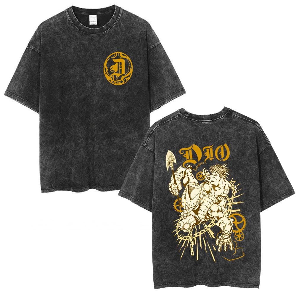 Anime Vintage Acid Washed T Shirts Mens Women Cotton Short Sleeves Oversized Y2K Top