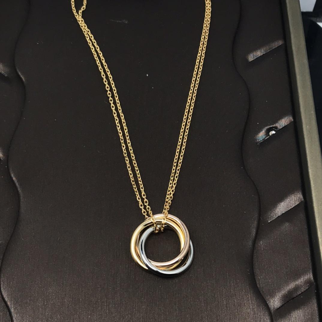 Kajia Серебро 925 пробы CNC Алмазное Трехцветное Тройное Кольцо Ожерелье