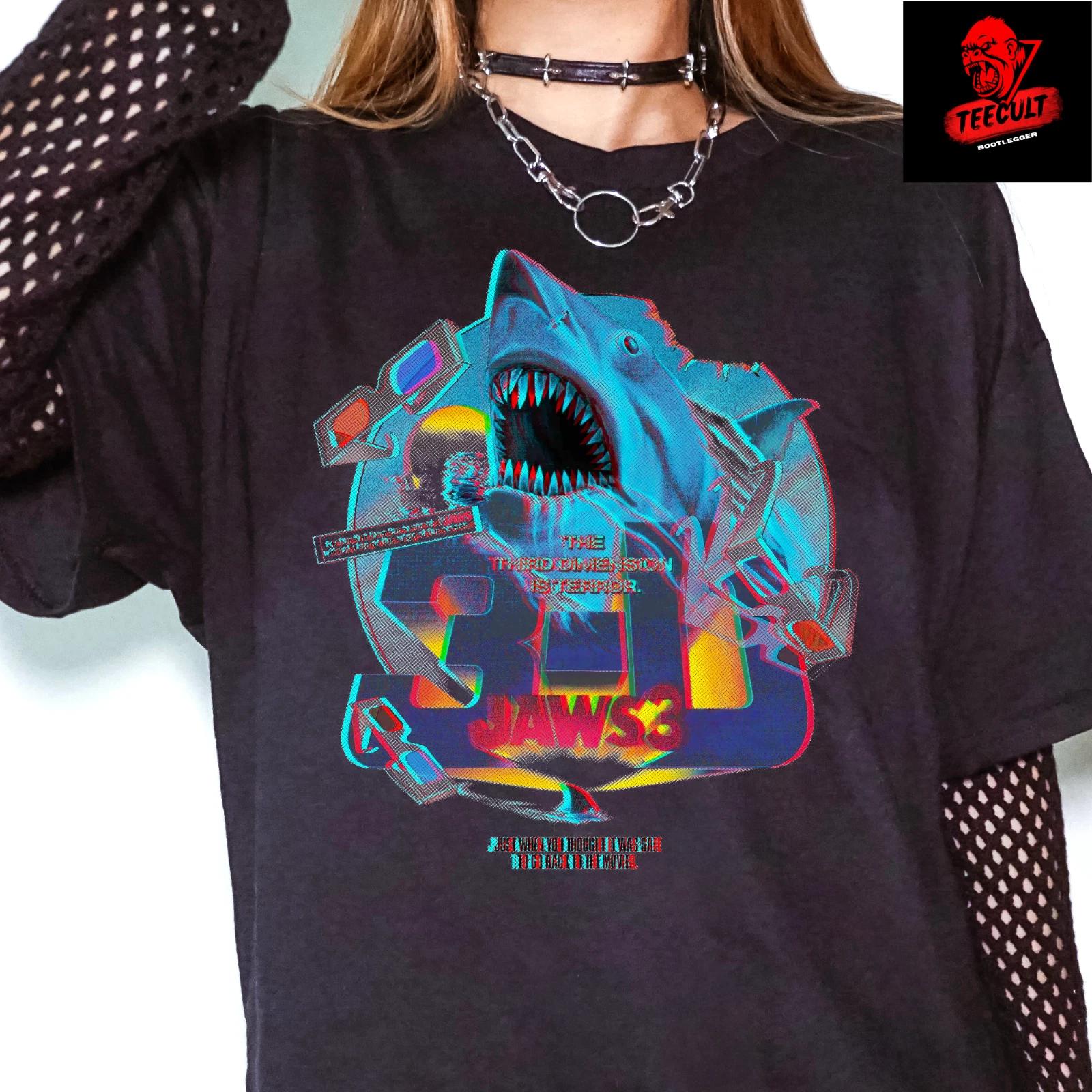 Men s and Women s T-shirts Steven Spielberg s Jaws 3-D (1983) Cult Horror Movie Unisex XXXXL