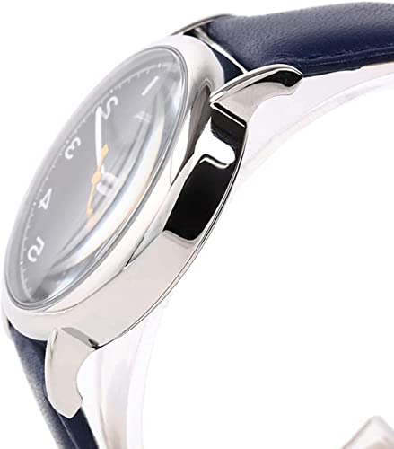 Anticlockwise Reverse Watch, Japanese Quartz Movement, Blue Genuine Leather Band (Blue)