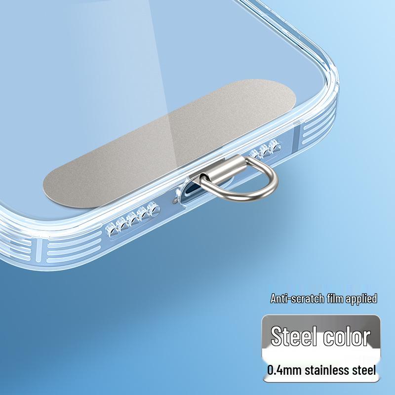 Ultra-Thin Stainless Steel Rotating Phone Lanyard Clip with Anti-Lost Sticker