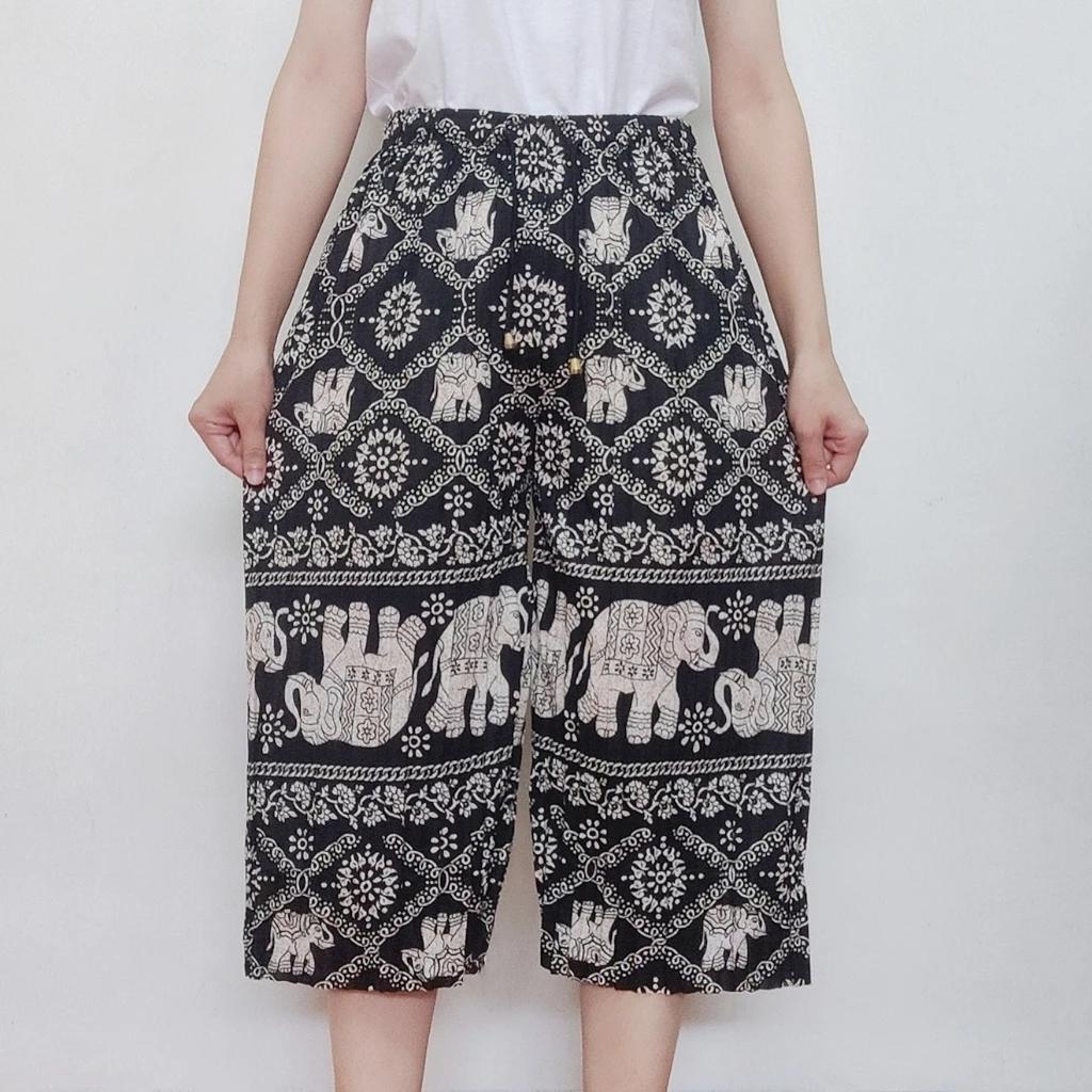 Elefant Korte Bukser Justerbar Elastisk Midje Stropp Unisex Kvinner Menn Trykk Thailand Casual Streetwear Strand Sommer Boho Bohemsk Retro Vintage