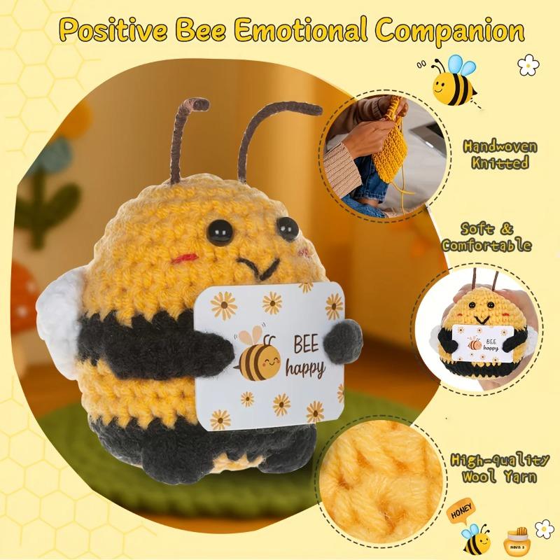 DIY Hand-Knit Positive Bee: An Inspiring Energy Doll. Ideal for Keychains, Bags, or Home Decor Christmas Gift