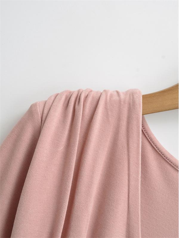 Sexy Deep V-Neck Pleated Slimming Mini Dress for Women - Autumn and Winter Base Layer