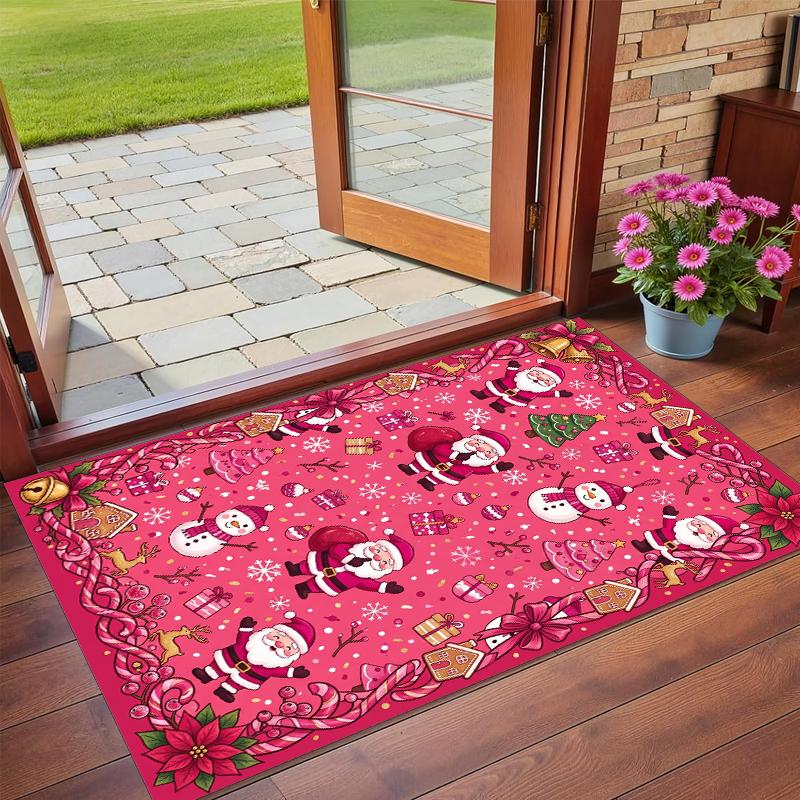 Tapis Carré Imprimé Noël Tapis de Sol Doux Antidérapant Pour Chambre à Coucher Cadeau de Fête