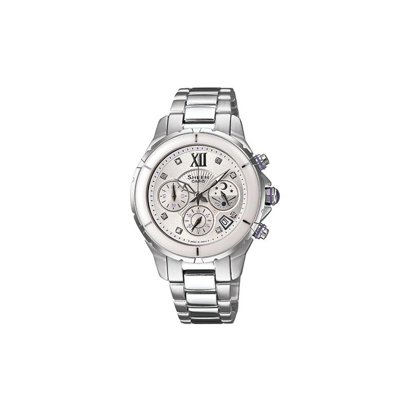 Casio SHEEN quartz movement stainless steel strap women s watch silver dial SHE-5513D-7ADF серебряный