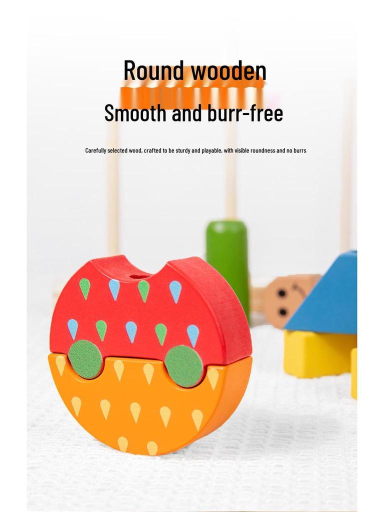Montessori Shape Recognition Stacking Blocks - Educational Day & Night Wooden Toy for Kids