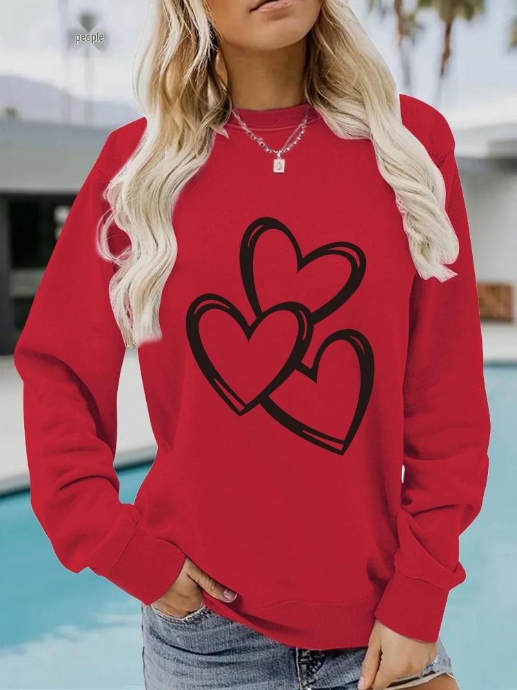 Womens Long Sleeve Pullover Sweatshirt Autumn Winter Fashion Valentines Day