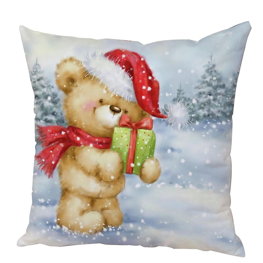 Kissenbezug Weihnachtsmann Kissenbezug Dekoration Niedlicher Cartoon Schneemann Kissenbezug Zuhause Sofa Lendenwirbelstütze Stickerei