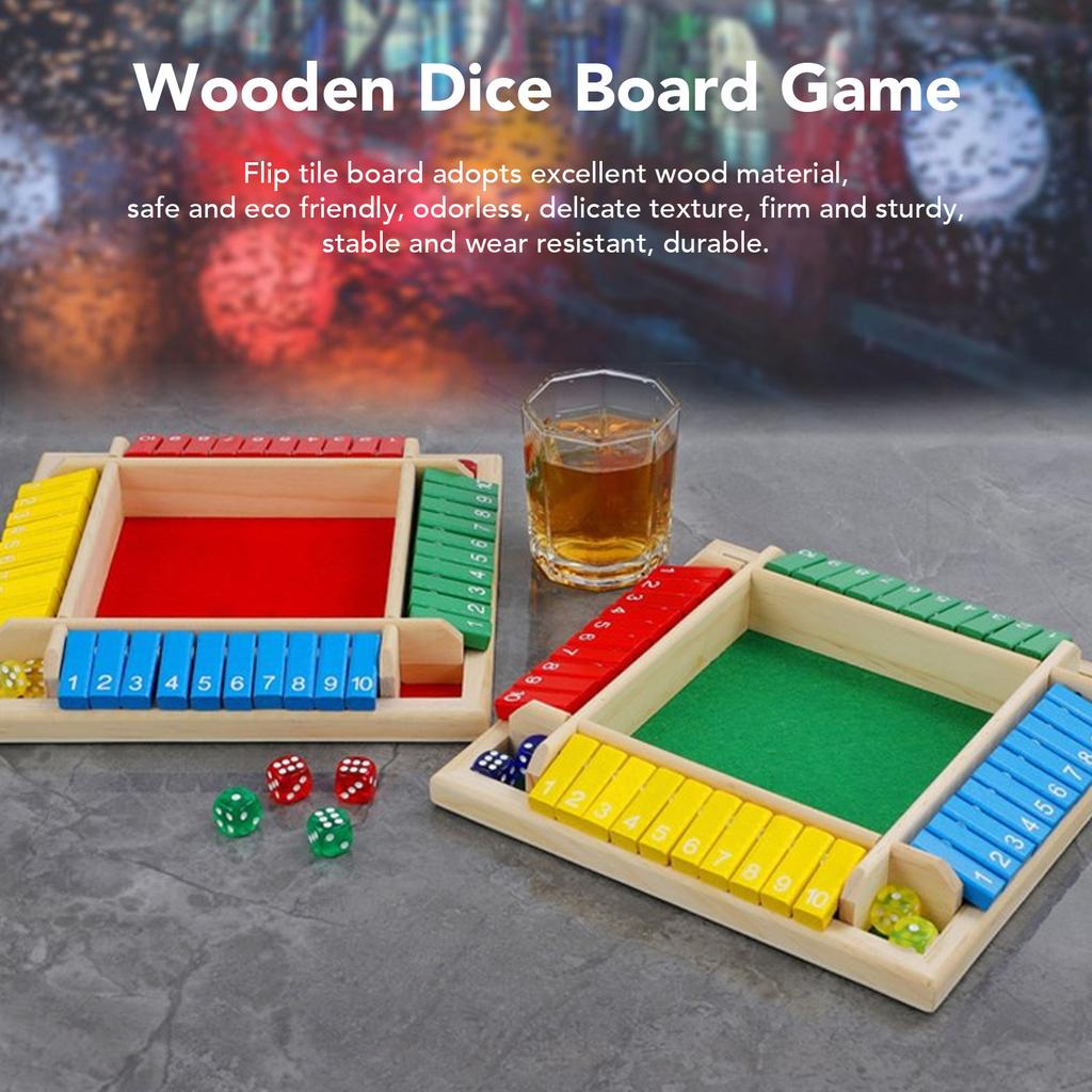 Wooden Dice Board Game Home Pub Holiday Party 4 Players Family Table Math Games for Adults Kids
