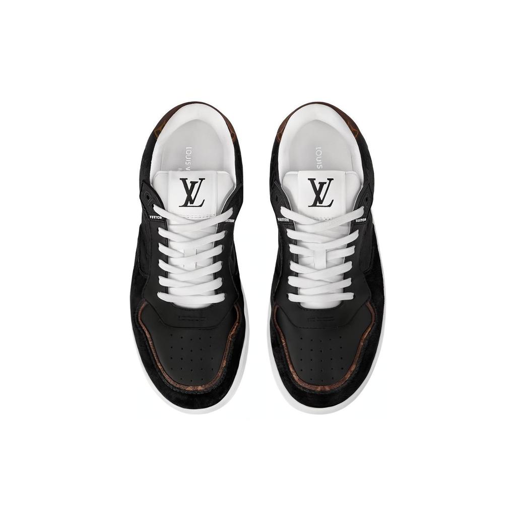 LOUIS VUITTON Stadium Leather Low top Skateboard Shoes Women's Black 1ACUJ3