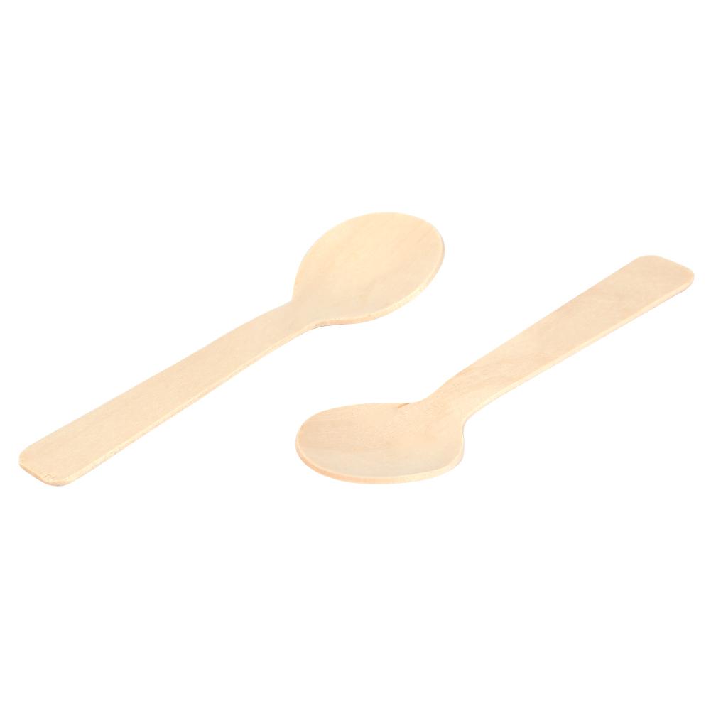 100pcs Disposable Wood Spoons Ice Cream Tea Spoon 10cm Flatware Cutlery Bupplies