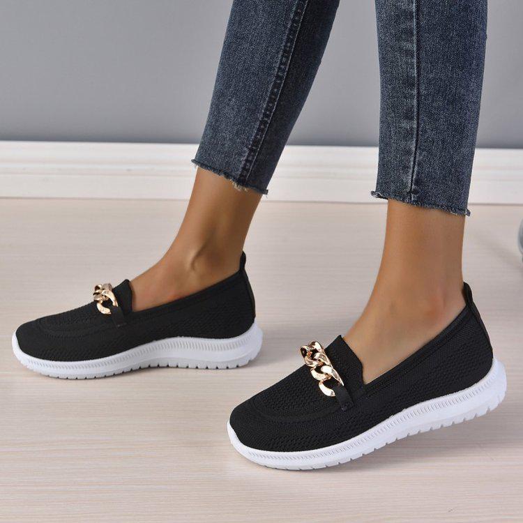 Women's Thick-Soled Knit Loafers - Breathable, Soft, Slip-On Sneakers