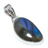 Natural Labradorite Gemstone 925 Solid Sterling Silver Gift Pendant 1.65" e8T99