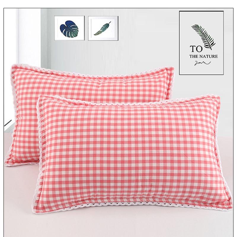 Checkered Quilted Zipper Pillowcase Soft Comfortable Breathable Washed Cotton Pillowslip Student Dormitory Household Adult Pillow Case Bedding 30*50cm pillowcase 1pcs