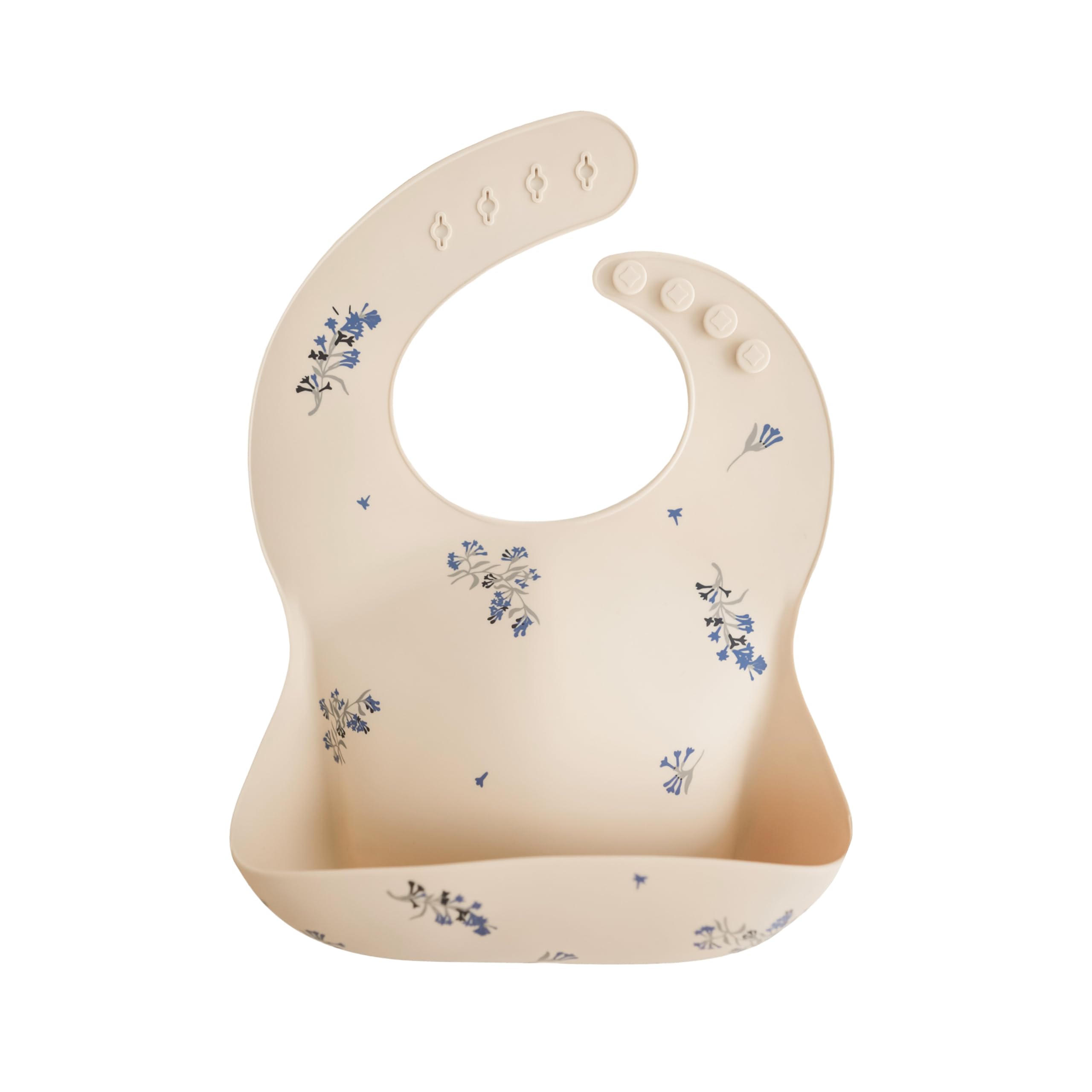 

mushie Silicone Bib Mealtime Apron with Pocket (Lilac Flower)