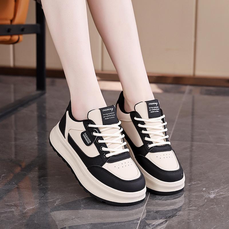 2025 Spring Little White Shoes New Korean Version Ins Female Students Platform Heightening Sports Board Shoes Casual Street Shooting Q5615