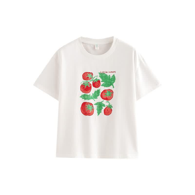 Little Yin Man Girls  Cartoon Printed Round Neck Short Sleeve T-shirt 160
