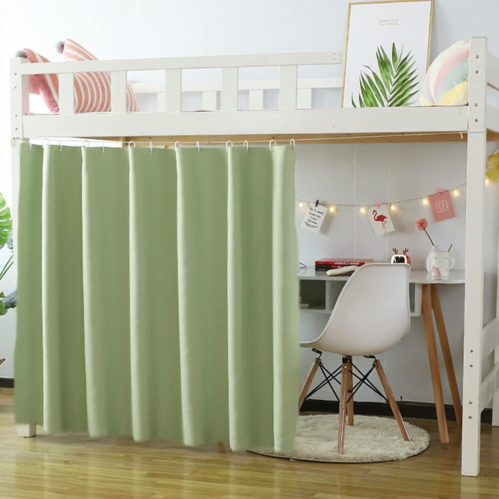 

Зеленая шторка для кровати с люверсами, однотонные светонепроницаемые шторы длиной 47 дюймов, блокирующие свет, приватность, разделитель комнаты для студенческого общежития, двухъярусных кроватей, 1 панель Ш79 х