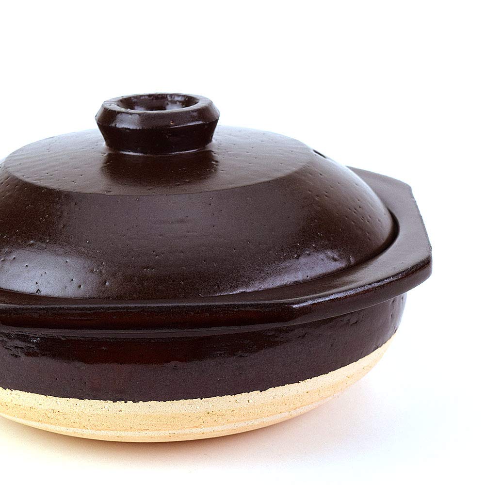 Yamasho Pottery Earthenware Pot, Size 9, Square Rim, Brown, 2000ml, Serves 4-5 People, Hang Out, Shigaraki Ware, Made In Japan, HG-S9br