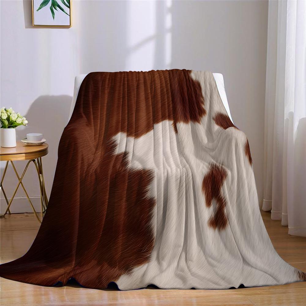 Rindsleder Fellmuster Flanelldecke Warm Weich Halloween Weihnachten Sofa Warm Gemütlich Dekorative Deko Geschenk für Alle Jahreszeiten