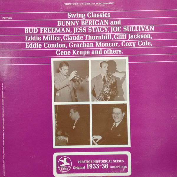 LP Record BUNNY BERIGAN  BUD FREEMAN JESS S  Swing Classics PR7646 PRESTIGE 1969 US Jazz Used