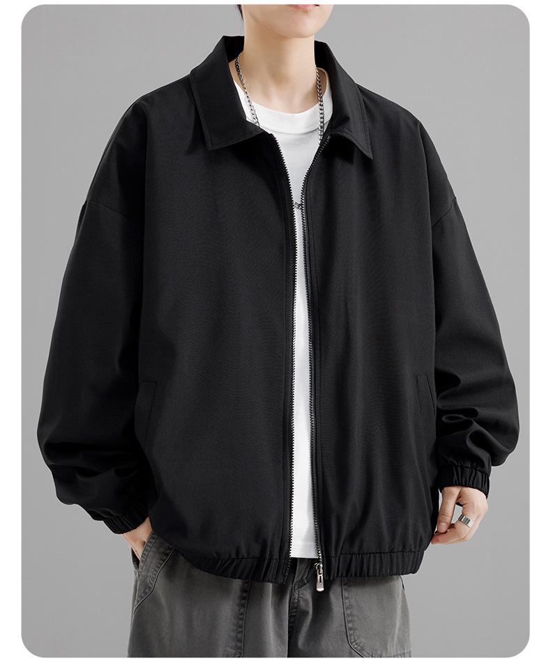 Men's Retro Workwear Jacket - Thin, Loose, Versatile Lapel Top for Spring/Autumn
