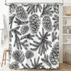 Vintage Pinecone Branch Bath Curtain Black White Floral Shower Curtain Decor for Bathroom Home Living Room Decoration Set