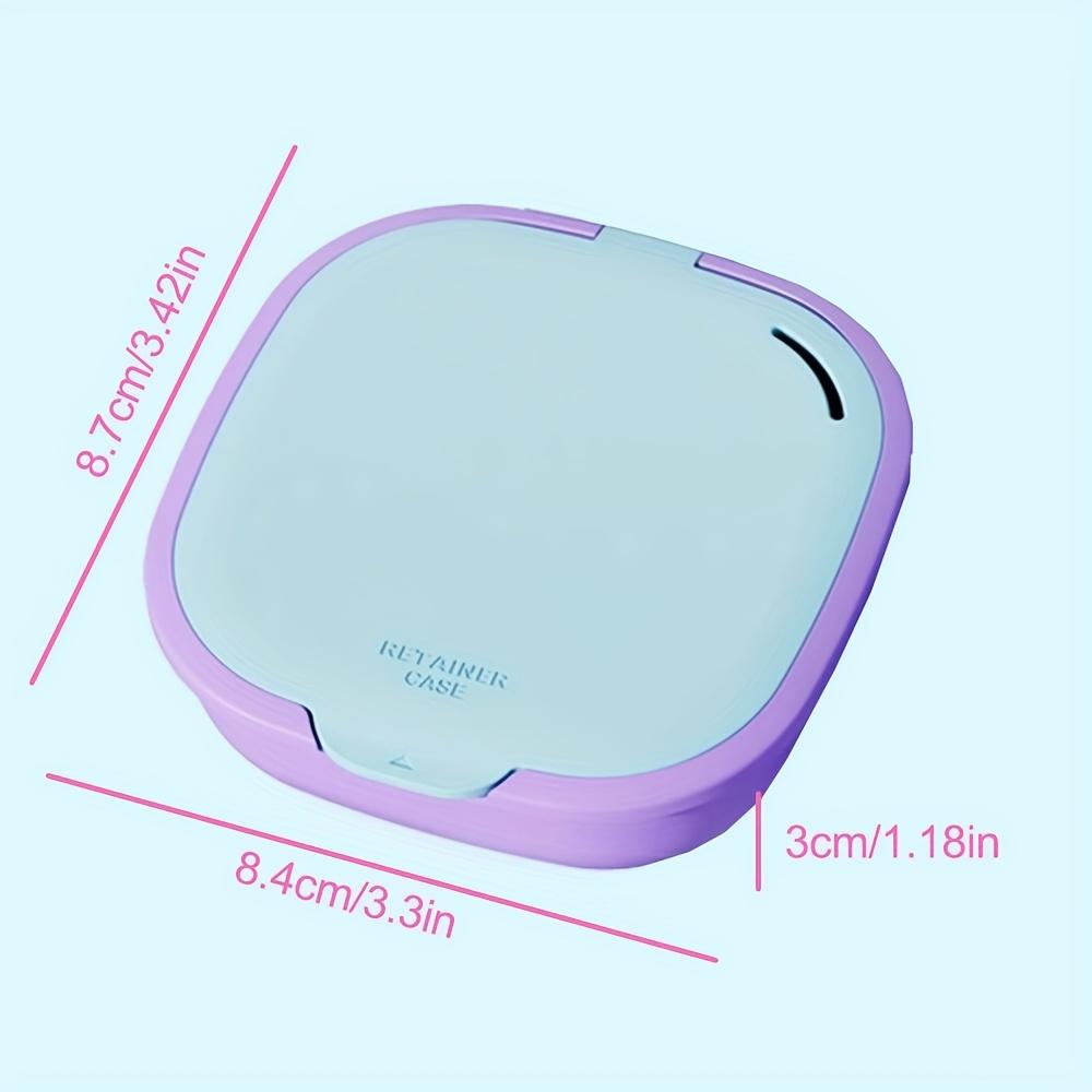 Portable Retainer Case with Mirror & Drainage Layer Braces Storage Box Daily Oral Cleaning False Teeth Aligner Denture Container