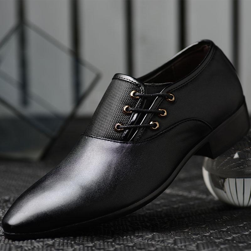 Men's Large Size Korean Style Leather Formal Business Shoes - British Pointed Toe, Breathable, Non-slip