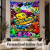 Custom Text Printed Tapestry Geometry Dash Pattern Large Wall Hanging Indoor Room Decor