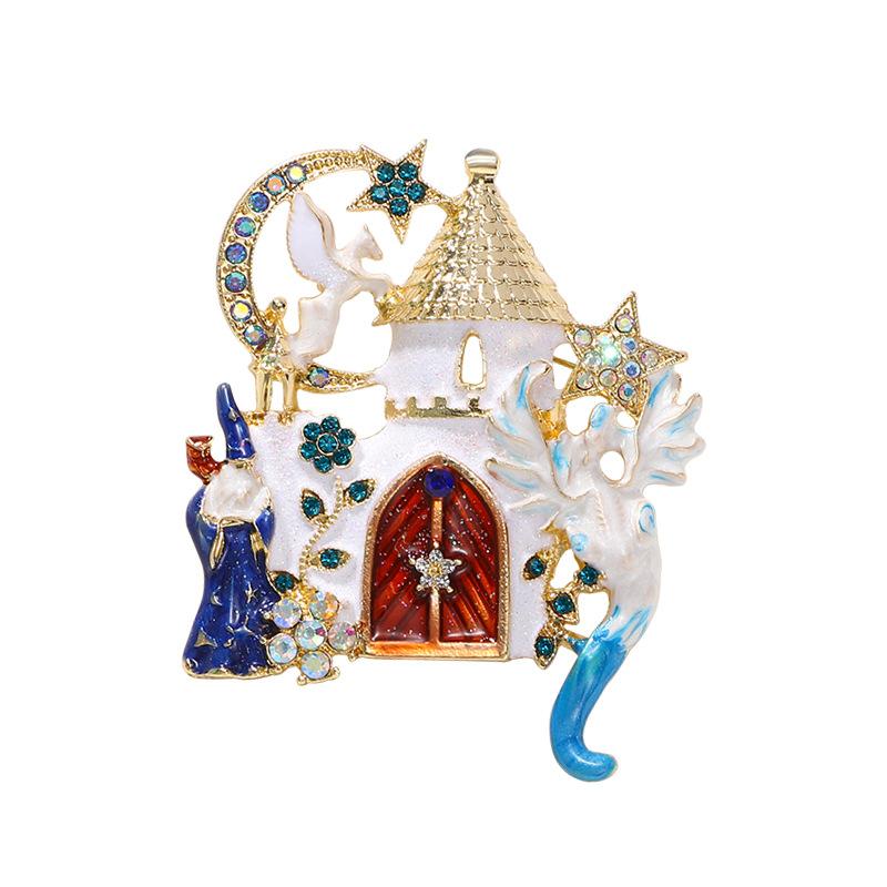 

Fashion imitation enamel castle brooch star moon pegasus magician women s clothing accessories corsage